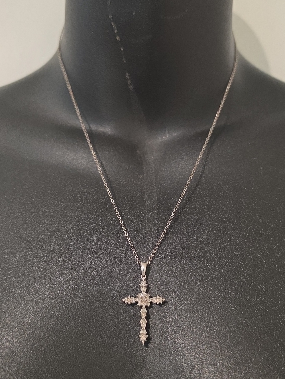 Diamond Accent Cross Pendant Necklace in Sterling Silver